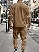 Men's Fleece Cargo Jacket Tracksuit Set 2 Pieces Solid Color Long Sleeve Button up Jacket and Cargo Pants Set Khaki