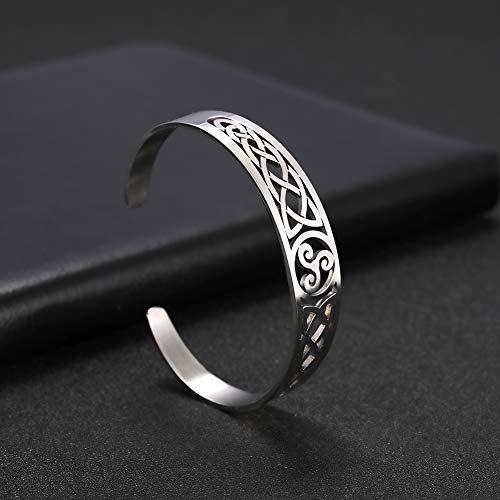 VASSAGO Nordic Viking Triskele Symbol Irish Trinity Celtic Knot Cuff Bracelet Stainless Steel Bangle Vintage Amulet Jewelry Gifts for Men Women Teens 6