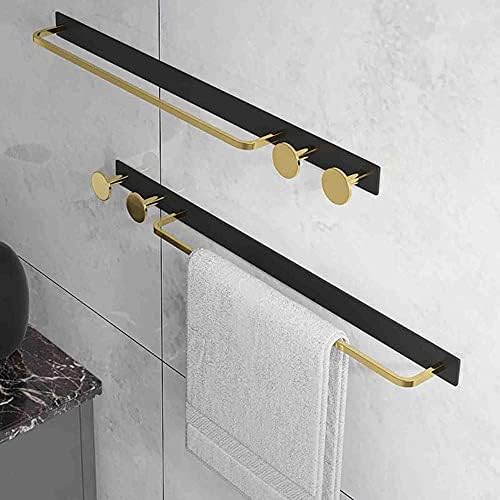 Towel Hanger No Drilling Towel Rack Adhesive Towel Rail Hook Wall Mounted Copper Single Rod for Kitchen om-Black a