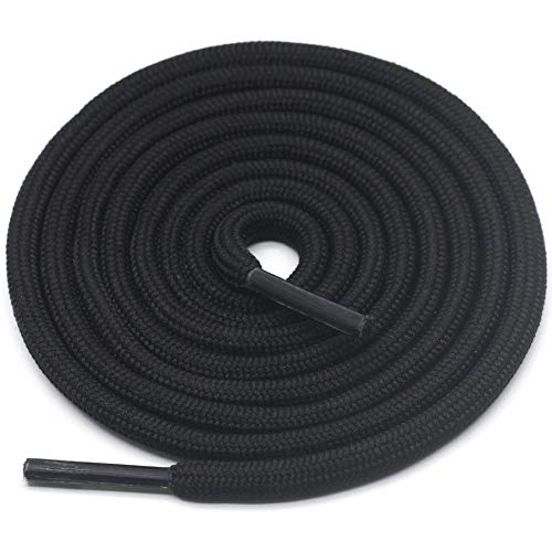 Delele 2 Pair Round Solid Climbing Shoelaces Black Hiking Shoe Laces Boot Laces 61.02 Inch #TOP2