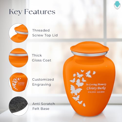 Image of Geturns - Adult Custom Butterfly Cremation Urns for Human Ashes I Burnt Orange Large Funeral Urn for Female and Male I 200 lbs