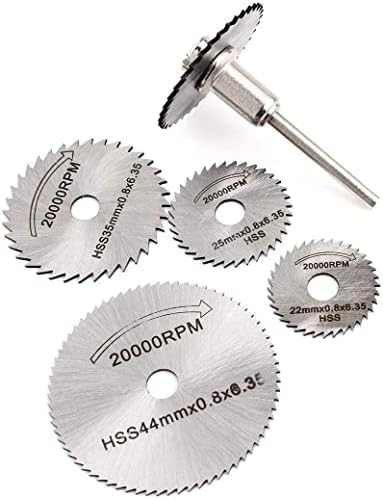 ZXF 5 Pcs HSS Rotary Drill Saw Blades, Steel Saw Disc Wheel Cutting Blades with 1/4 Inches Shank Mandrel