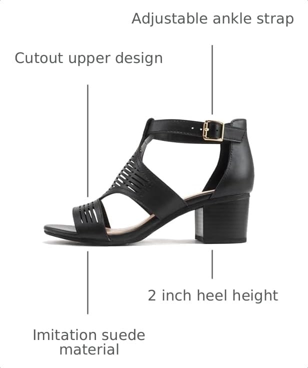 Image of Soda inchNorway inch ~ Women Open Toe Closed Back Counter Cutout Upper Low Block Heel Sandal with Adjustable Ankle Strap