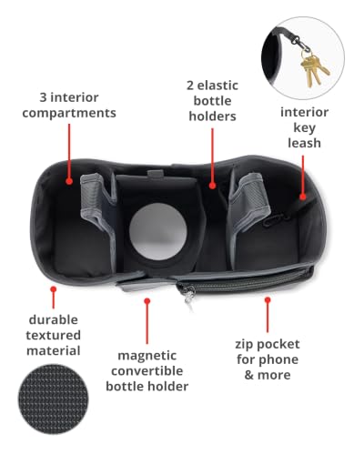 Skip Hop Ultimate Stroller Organizer Universal Fit with Adjustable Straps, Magnetic Flaps and Convertible Design That fits 40 oz. Tumblers, Black - image 5