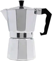 Cafeteira Italiana de Alumínio com Alça Moka para 6 e 9 Xícaras de Café Expresso Prata (600ml) Casa Buritis