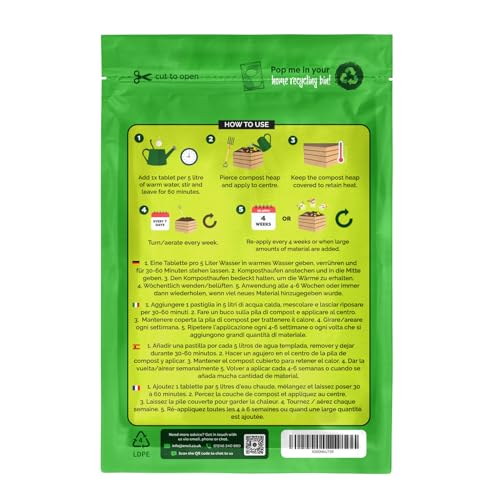 Envii Compost Accelerator – Organic Compost Maker & Activator, Uses Natural Beneficial Bacteria to Speed up the Composting Process, Suitable for All Bins 12 Tablets Treats 1,800L