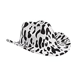 ABOOFAN Cow Print Hat - Black & White - Unisex Adults - Women's Cowboy Hat - Large - Fabric - Cow Print - Hiking, Camping - Fall - Casual - Machine Wash - Pull-On - 11.81 inches Brim Width