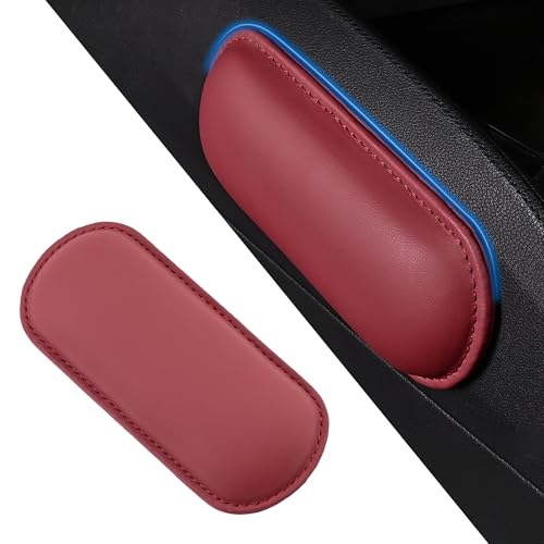 Alieemo Car Center Console Knee Leg Elbow Cushion Pad, Soft Leather Door Armrest Foot Care Thigh Support Comfort Pillow, Auto Interior Accessories for Knee Pain Relief (Red)