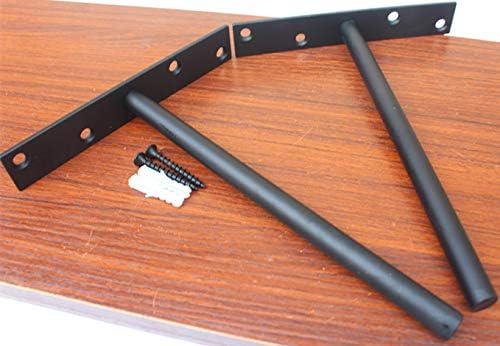 8 Pcs 8" Heavy Duty Black Floating Shelf Bracket Solid Steel Blind Shelf Supports - Hidden Brackets for Floating Wood Shelves - Concealed Blind Shelf Support – Screws and Wall Plugs Included