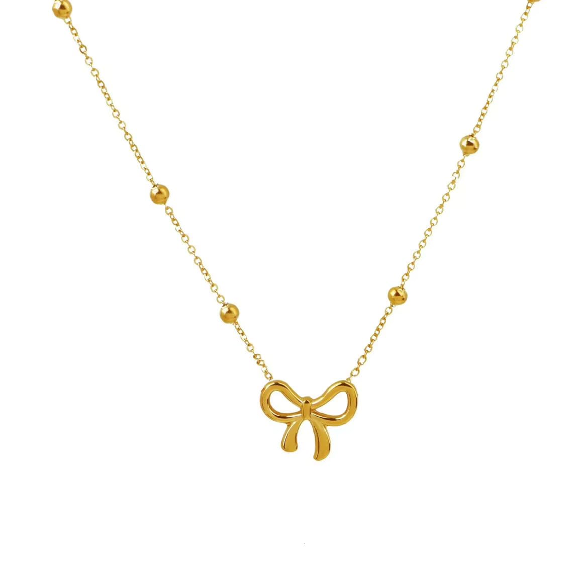 Bow Pendant Gold Plated Anti Tarnish Resistant Stainless Steel Minimalist A Trending Jewllery. (B0DGF47ZRL) Amazon Price History, Amazon Price Tracker