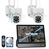 5MP PT Wireless Security Camera System WiFi Cameras 10.2' Monitor 500GB