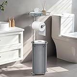 Supporto per Carta Igienica Indipendente: Il nostro portarotolo da bagno ha un design indipendente, occupa uno spazio minimo e può essere spostato facilmente. È adatto per luoghi senza supporti a parete, come bagni, camere da letto, spogliatoi o spazi e appartamenti compatti. Il portarotolo ha un diametro di 7,87 pollici/20 centimetri.