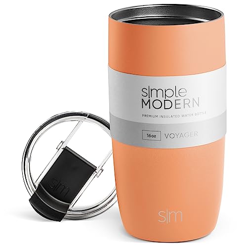 Simple Modern Travel Coffee Mug Tumbler with Flip Lid | Reusable Insulated Stainless Steel Cold Brew Iced Coffee Cup Thermos | Gifts for Women Men Him Her | Voyager Collection | 16oz | Apricot