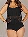 Uniarmoire Womens Plus Size High Waist Fringe Swimwear Two Piece Swimsuit Black