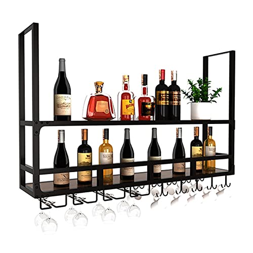 LWDXMYKW Botellero de Techo, botellero Colgante con portavasos y Estante, botellero de Pared, botellero suspendido del Techo, Expositor de vinos para Cocina, Bar y Restaurante (Dimensiones: 120 x 30