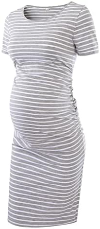 Liu & Qu Women's Maternity Bodycon Ruched Side Dress Casual Short Sleeve Dress for Daily Wearing Or Baby Shower