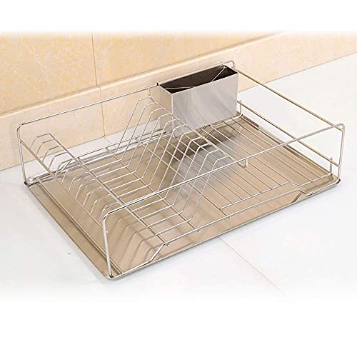 Dish Drying Rack, Stainless Steel Kitchen Dish Drainer Rack with Utensil Holder/Drain Board/Cutting Board Bracket Cutlery Rack for Kitchen Restaurants (18.5x12.6 inch) - immagine 5