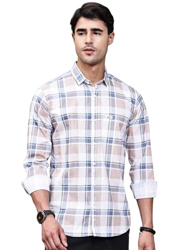 Image of Majestic Man Comfort Slim Fit Pure Cotton Checked Casual Shirt