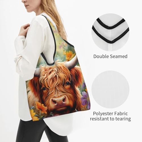Sacs d'épicerie réutilisables design vache colorée 3 pièces - 3