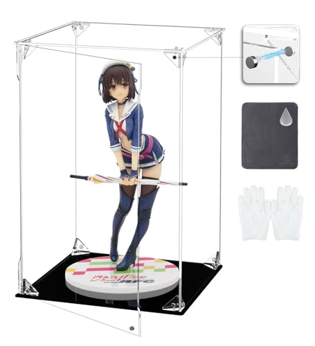 COOLTAKU Clear Acrylic Display Case, Front-Open Door with Magnetic Buckle, Assemble Display Box, Dustproof Protection Showcase for Figures, Collections, Models, Toys (6x6x10 inch, 15x15x25 cm)