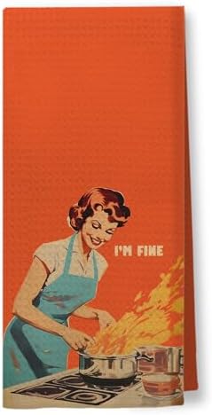 I'm Fine Funny Cooking Kitchen Towels, 50s Retro Housewife Decora...