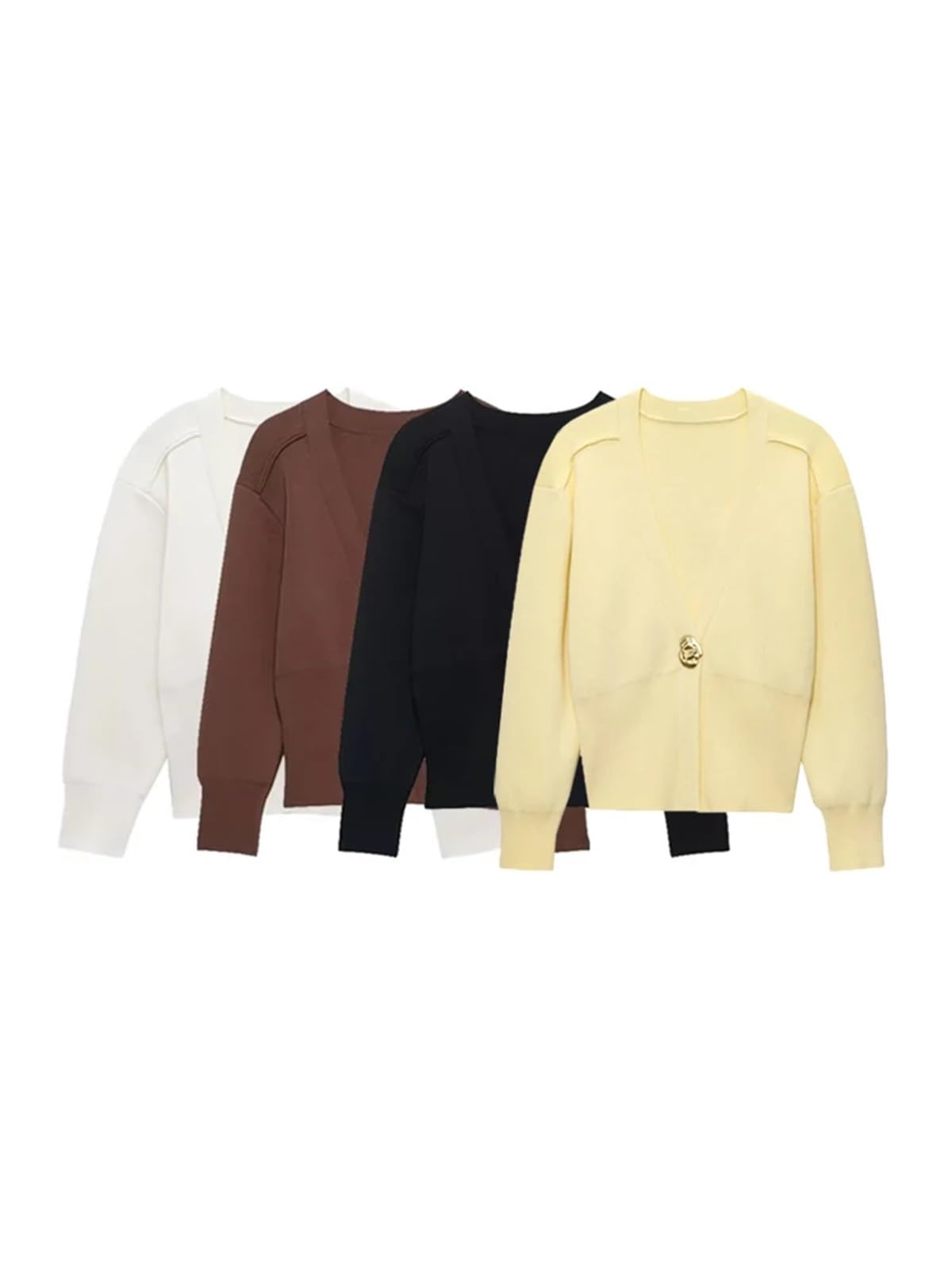 Cardigan Mujer Cárdigan de Punto con Botones Dorados en la Parte Delantera for Mujer, suéter Cuello V y Manga Larga, Prenda Exterior Femenina