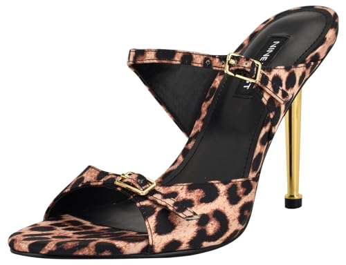 Nine West Women's Reida Heeled Sandal, Leopard Satin 101, 6.5