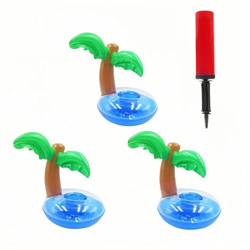 Inflatable Palm Tree Drink Holder, Floating Cup Holder, Pool Party Drink Floats for Swimming Pool Beach Hot Tub Summer Water Fun, Floating Beverage Holder for Party Cups, Cans, Cocktail