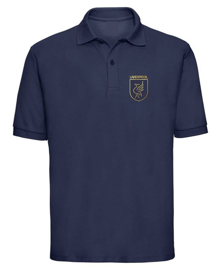 Cyclops Print Liverpool Football LiverBird Crest Design Polo Mens Navy 2XL
