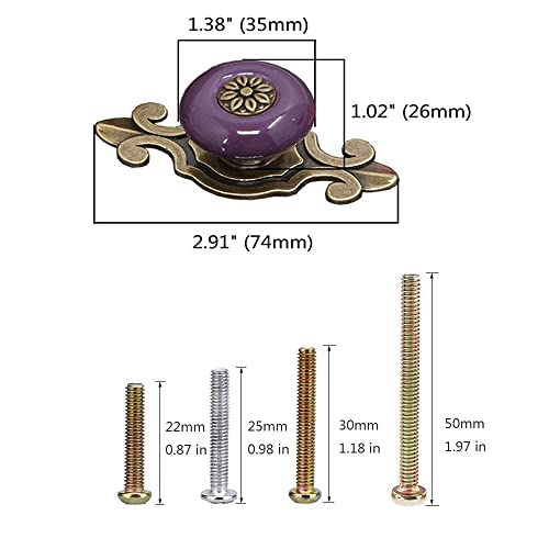 Marstree Corasays 2 In 1 Vintage Ceramic Drawer Cabinet Knobs And Pulls For Diy Home Furniture Cabinet Dresser Cupboard Bin Door Handles, Pack Of 8 (Purple-Bronze) #TOP3