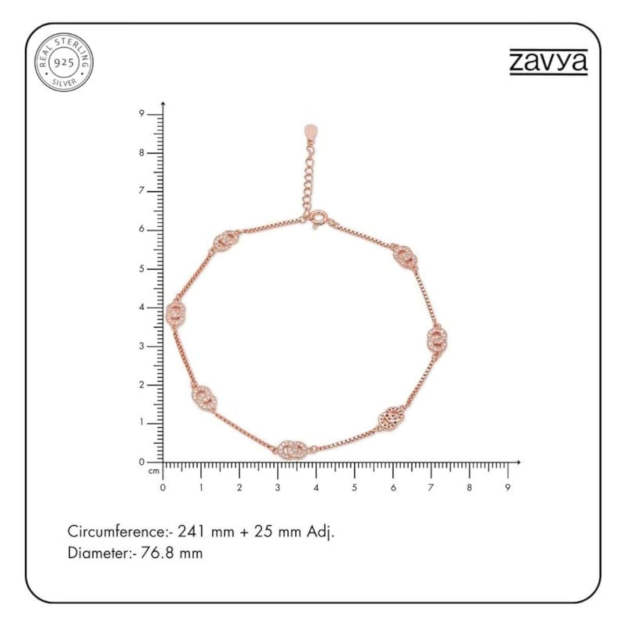 Women's 925 Sterling Silver Cubic Zirconia Infinity Rose Gold Plating Chain Anklet Pair