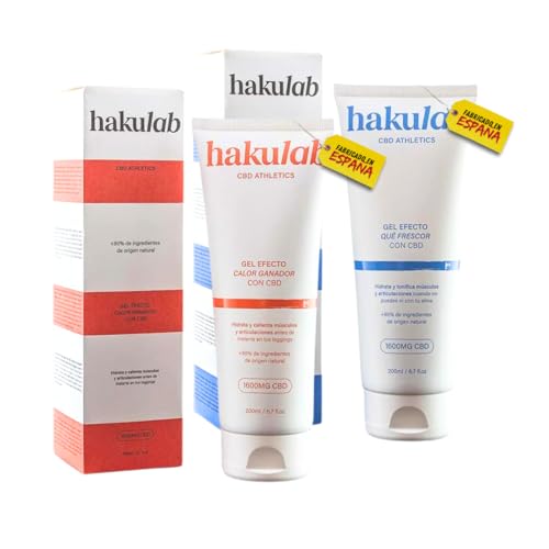 HAKULAB Crema Cannabis Músculos y Articulaciones, Crema CBD, Cannabidol Crema | Efecto Frío,Calor | Sensación de Alivio Local | Calienta y Activa (Pack Efecto Frío + Efecto Calor, 200ml)