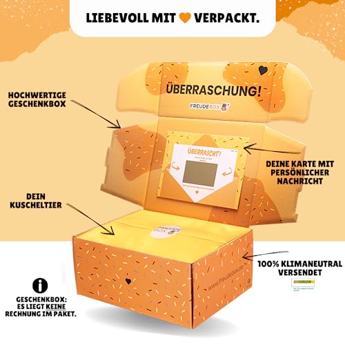 FREUDEBOX® - Personalisierte Geschenkbox mit Teddy Kuscheltier, Namen und persönlicher Nachricht