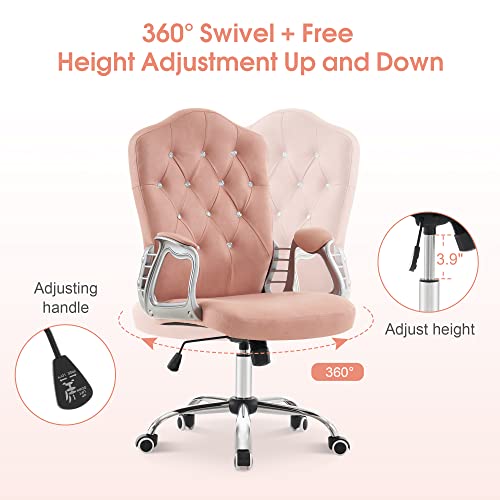 Barberpub Manicure Adjustable Lumbar Support Work Chair, Cute Swivel Rolling Nail Chair, Ergonomic Chair With Armrest 3535 (Pink) #TOP7