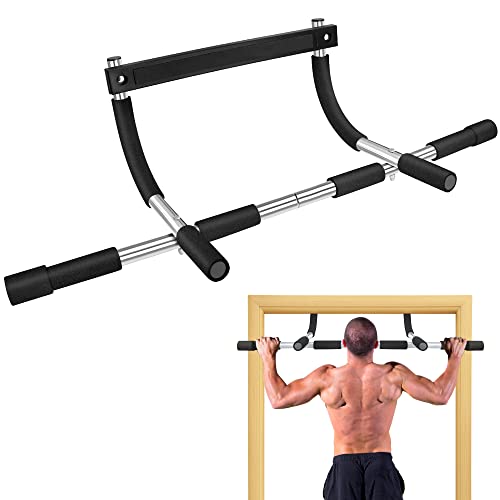 Doorway Pull Up Bar, Strength Training Pull-up Door Frame Bars, Total Upper Body Workout Bar for Doorway with Foam Grips, Chin Up Bar without Screws, Fitness Exercise for Home