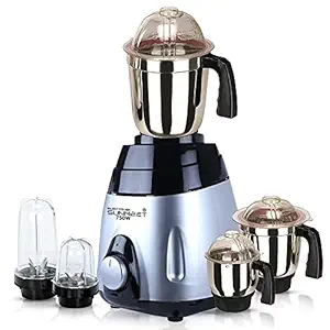 SilentPowerSunmeet VGBMA21 750Watts Mixer Juicer Grinder with 5 Jars (2 Bullets Jar, 1 Liquid Blending Jar, 1 Dry Grinding Jar and 1 Chutney Jar) - Black Silver