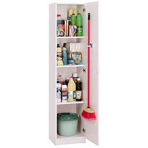 HABITMOBEL Armario Mueble Multiusos, 1 Puerta, Blanco, 180 x 37 cm de Fondo (Colgador Incluido)