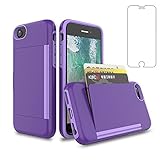 Asuwish Phone Case for iPhone 6plus 6splus 7plus 8plus i 6/6s/7/8 Plus with Tempered Glass Screen Protector and Cell Card Holder Slot Stand iPhone6splus Phone7s 7s 7+ 8s 8+ Phones8 6+ i6 6s+ Purple