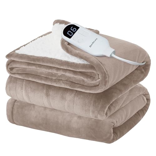Image of Bedsure Electric Blanket Twin - Soft Flannel Heated Blanket Twin Size, Fast Heating with 6 Time Settings (Up to 10H) & 6 Heat Settings, Warm Gifts for Grandma (62x84 inches, Taupe)