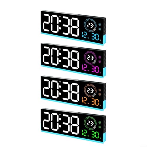 Grande horloge murale numérique à luminosité réglable couleur rose