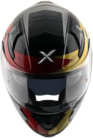 Axor Apex Chromtech ISI ECE DOT Certified Full Face Helmet for Men with Dual Visor-- Black Red, Size:M(57-58 cm)