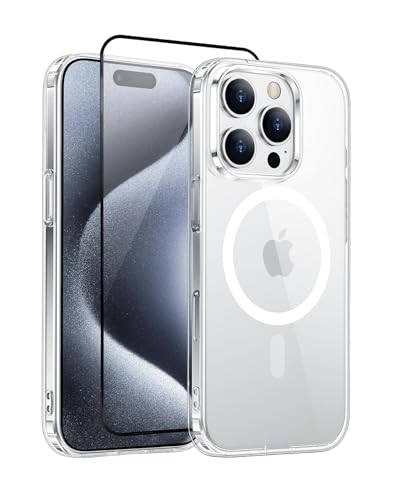 Image of ShieldTech Back Cover Case + Screen Protector for Apple iPhone 15 Pro | Mag-Safe Compatible | Transparent Mobile Phone Back Cover Case for i Phone 15 Pro /iPhone 15Pro | TPU Transparent Back Cover