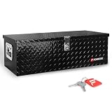 FORWODE 30 Inch Truck Bed Tool Box, Aluminum Heavy Duty Trailer Tool Box for Pickup Truck Bed RV, Toolbox Storage Box with Handle and Lock - Black