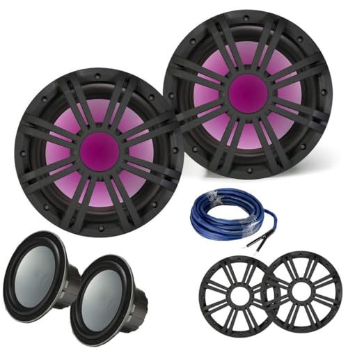 KICKER Two 10 Inch Marine Subwoofers with RGB LED Charcoal Grilles