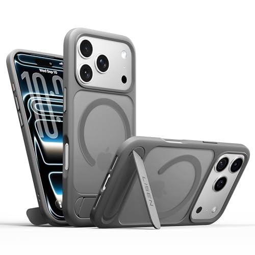 LISEN iPhone 17 Pro �p �P�[�X�y���@�\��̌^�E�ČRMIL�ϏՌ��K�i�z Magsafe�Ή� �}�b�g�� �w��h�~ �ϏՌ� �X�^���h�t�� ���c���� �p�x���� ����~�� �X�g���b�v�z�[���t�� ��phone17pro �g�уJ�o�[ 6.3�C���` f