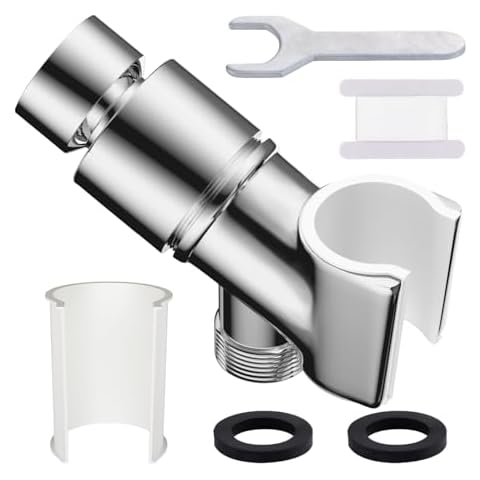 Shower Head Holder for Handheld Shower Head Adjustable Shower Arm Holder with Universal Shower Arm Mount and Brass Pivot Ball 1/2 Inch IPS Female Inlet and Male Outlet,Chrome Finish Cover