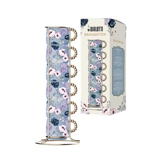 Bialetti Set mit 6 stapelbaren Bridgerton-Bechern, Porzellan, 60 ml