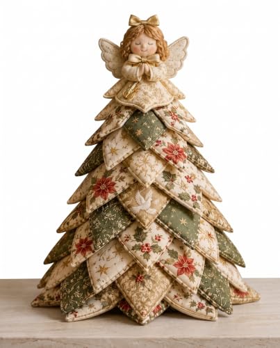 Fabric Christmas Tree Quilt Kit, DIY Patchwork Pattern Americana Decor (C)