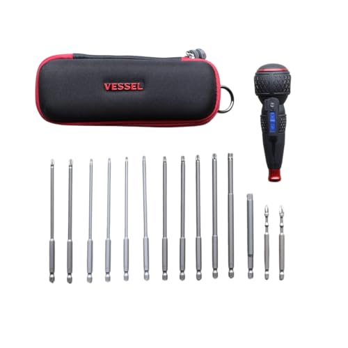 Vessel Rechargeable Ball Grip Screwdriver No.220USB 14 Piece kit with Case