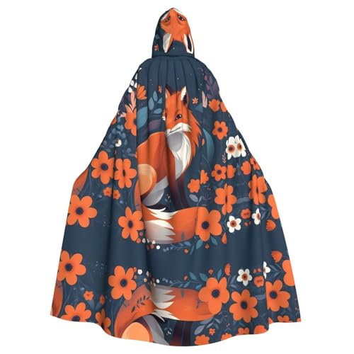 Cape à capuche adulte motif renard long manteau déguisement unisexe